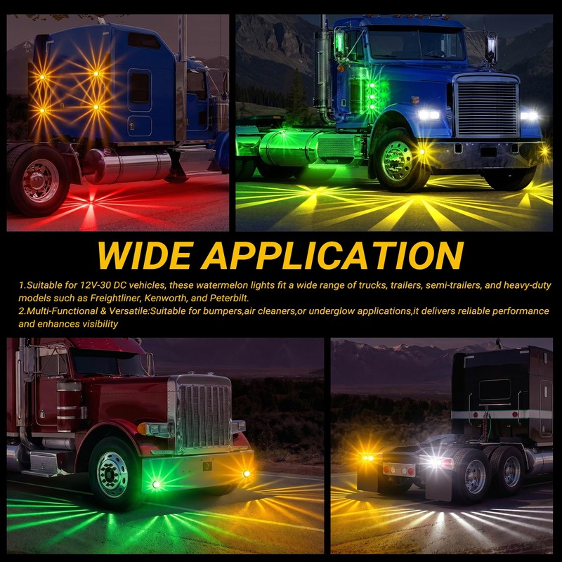4PCS Dual Color Watermelon Lights, 30 Ultra-Bright LEDs with Steady