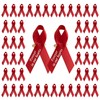 CRAFFANCY 100 Pcs Red Satin Ribbon Pins, Memorial Ribbon Brooches