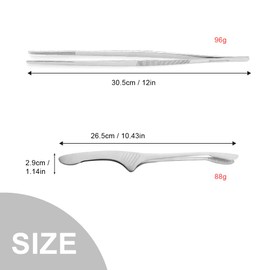 WYAN 2 Pcs Tongs Kitchen and Cooking Tongs, Long Stainless Steel Grill Tweezers, Fine Straight Cooking Tweezer Tongs, Meat Tongs