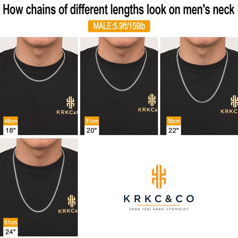KRKC Real 14K Gold Filled Chain, Flat Diamond-Cut Miami Cuban