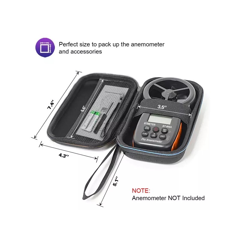 BTMETER 디지털 풍속계 하드 트래블 케이스 866 시리즈 휴대용 안전