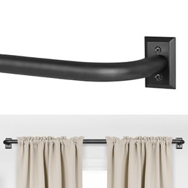 ZYRW Black Curtain Rods, Room Darkening Curtain Rod for Windows 66 to 120 Inches(5.5-10Ft), Wrap Around Rods, Adjustable Heavy Duty Blackout Drapery Rod, Window Treatment, Matte Black