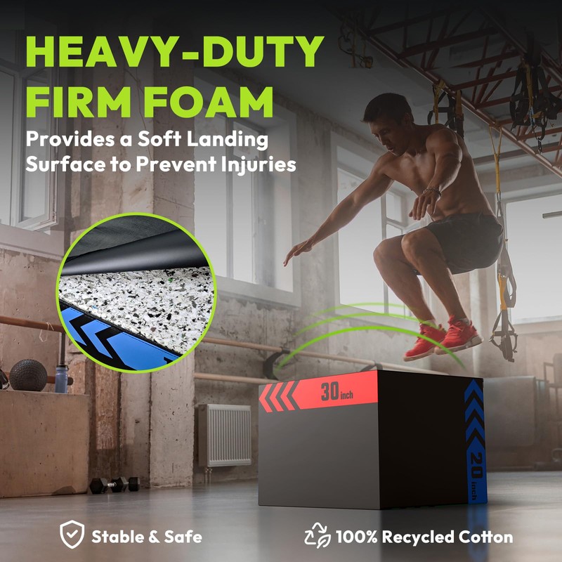HANDBODE Heavy Foam Plyometric Box, Jumping Exercise Equipment Trainer with