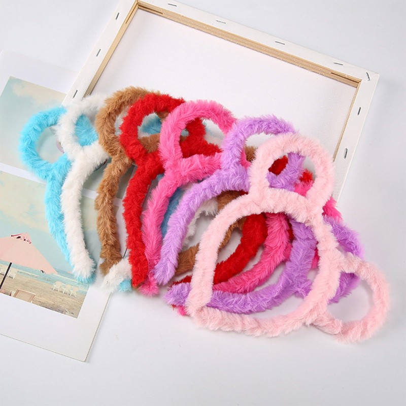 caralin Women Winter Thick Plush Headband Round Bear Ears Makeup
