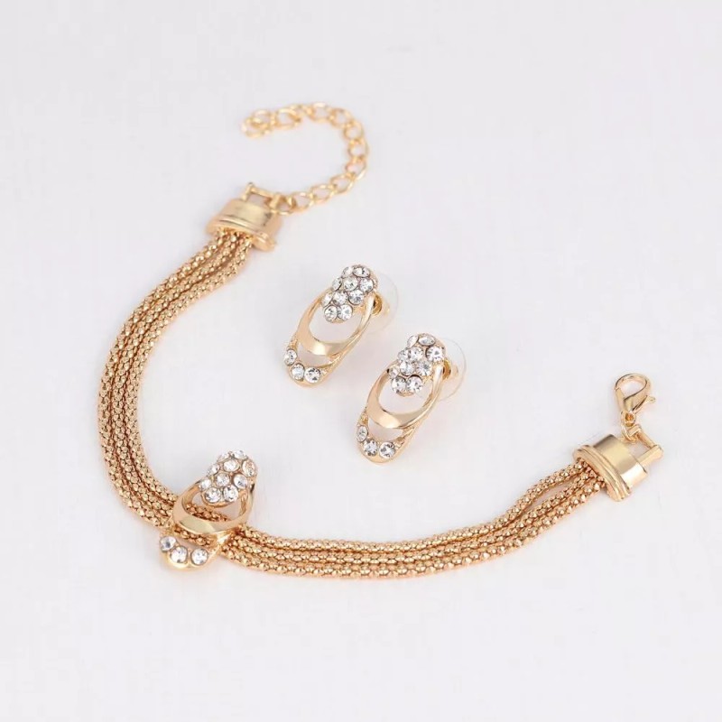 Deluxe Set Joyería Collar + Pulsera + Aretes Y Anillo