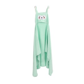 Hooded Baby Bath Towel Water Absorption Coral Fleece Cartoon Soft Infant Bath Towel Green