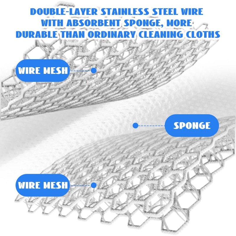 Meta Wipe Wire Cleaning Cloth, Metal Fibre Cleaning Cloth, Double-Side