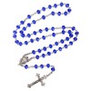 Catholic Blue Crystal Beads Rosary Necklace with with Miraculous Medal
