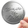 100 Pack Save The Date Gold Foil Stickers, Embossed Metallic