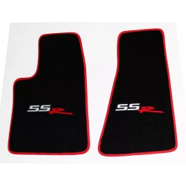 AFM NEW! BLACK Front Floor Mats 2003-2004 CHEVY SSR EMBROIDERED Logo and Red Binding