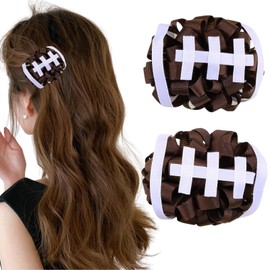 Football Hair Clips for Women Girls Cute Sports Ball Hair Barrettes Classic Sports Hair Accessories Rugby Design Non-Slip Hair Clip 2Pcs (football)