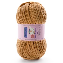 Chunky Yarn for Crocheting - Chenille Yarn for Knitting - Bulky Blanket Yarn for Crocheting Blankets/Amigurumi/Craft/Hat/Shoes, Plush Fluffy Soft Yarn 71 yds/3.5 oz Each Skein(Khaki)