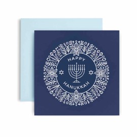 Huxters Hanukkah Greeting Card – Festive Design with Menorah & Star of David – Perfect for Sending Holiday Wishes to Family & Friends