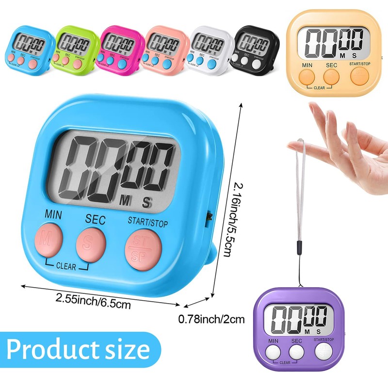 8-Pack Kids Digital Timer With 8 pcs Lanyard - Digital