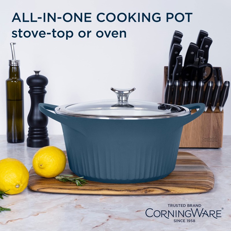 CorningWare QuickHeat 5.5-QT Cast Aluminum Dutch Oven With Lid &