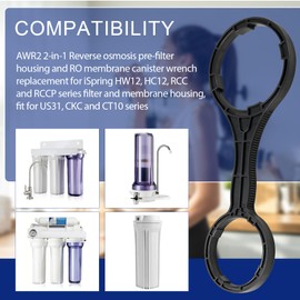 AWR2 2-in-1 Reverse Osmosis Pre-Filter Housing and RO Membrane Canister Wrench Replacement for iSpring HW12, HC12, RCC and RCCP series filter and membrane housing, fit for US31, CKC and CT10 series