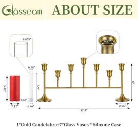 Bud Vases with Candle Holders: Glasseam 7Pcs Small Vase & Gold Candlestick