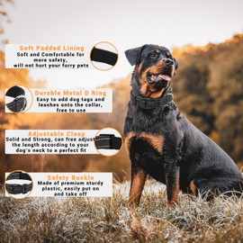 LIEVUIKEN 2 Pack Reflective Dog Collar with Safety Locking Buckle, Adjustable Soft Breathable Comfortable Nylon Pet Collar for Small, Medium and Large Dogs, Black, M