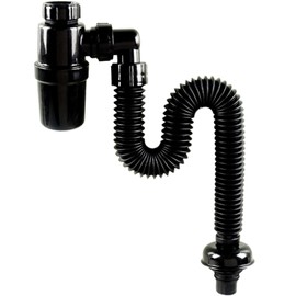 Universal Wash Basin Waste Bin, Round Decorative P Siphon with Extra Long Extension Tube, Matt Black for Bathroom, Wash, Basin, Basin Container