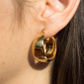 MAJALE Gold Hoop Earrings for Women Creole Style - Large Gold Silver Earrings - Thick Stainless Steel Pendants - Accessories Jewellery Gift, Stainless Steel