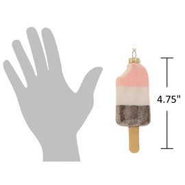 The Bridge Collection 4.75" Glass Neapolitan Ice Cream Bar with Bite Detail Ornament - Dessert Sweet Treats Christmas Tree Decoration