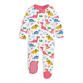 UNIFACO Baby Girl Footed Pajamas 0-3 Months Zipper Sleepers Infant Dinosaur Print Outfit Baby Footie Bodysuit Jumpsuit