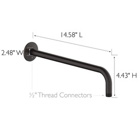 Design House 841494-ORB 14.5-inch Steel Arm and Flange, Wall-Mounted or Fixed Shower Head, 90 degrees, Oil Rubbed Bronze