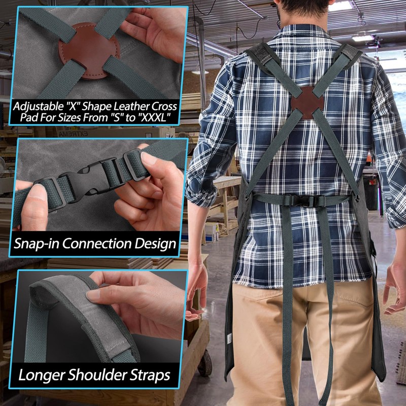 Woodworking Apron for Men, Shop Apron 20 oz Canvas Work