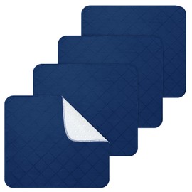 Waterproof Chair Pads for Incontinence, 4 Pack Reusable Seat Protector Pads 18" x 16", Non-Slip Absorbent Wheelchair Pad Covers, Washable Chair Pads for Adults, Kids & Pets - Navy Blue