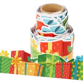 Lucleag 36 Feet Christmas Bulletin Board Border Roll, Christmas Gift Boxes Bulletin Board Border Trim for Christmas Holiday Party School Classroom Office Bulletin Board Decorations