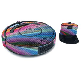 MightySkins Carbon Fiber Skin for iRobot Roomba 675 Max Coverage - Rainbow Waves | Protective, Durable Textured Carbon Fiber Finish | Easy to Apply, Remove, and Change Styles | Made in The USA