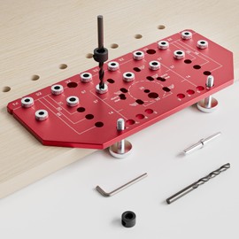 Kingson Shelf Pin Jig and Hinge Jig 2-in-1 – Aluminum Alloy Woodworking Template with 1/4" & 5mm Drill Bits for Woodworking Cabinet Doors and Shelves