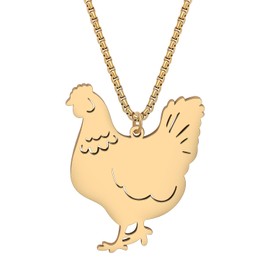 WEVENI Enamel Chicken Necklace Rooster Pendant Chain Farm Animals Jewellery Chicken Gifts for Women Girls, Zinc, No Gemstone
