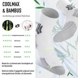 BRISIRA Coolmax Bamboo Viscose Compression Running Socks 3 Pairs Quarter Athletic Cushioned Breathable Anti Blister & Sweat & Odour, 6 pairs of black and white