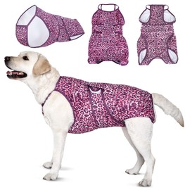 LovinPet After Surgery Dog Recovery Onesie - Professional Large Dog Recovery Suit,Post-Operative Vest E-Collar Alternative Recovery Shirt,Legs without coverage design, leopard print style, pink,XL