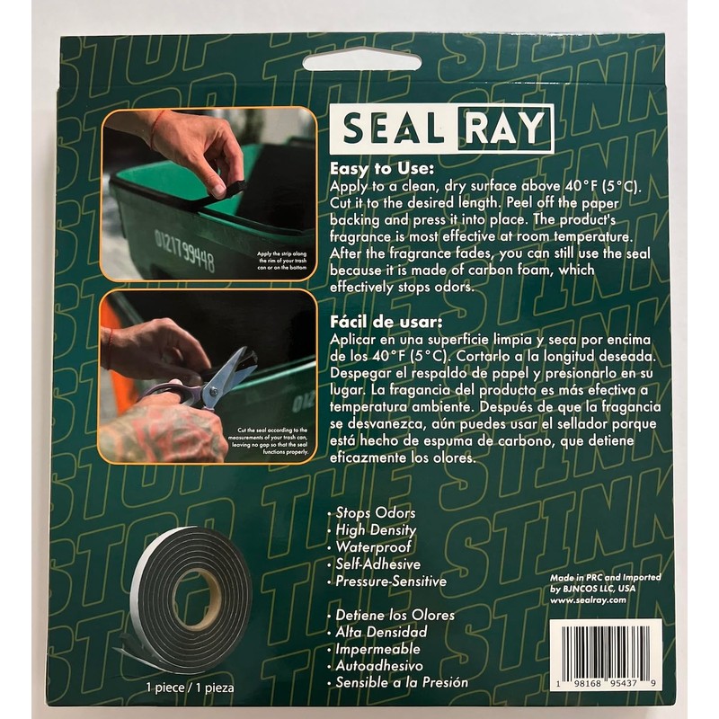 SealRay Carbon Seal for Outdoor Trash Can - Odor Neutralizer