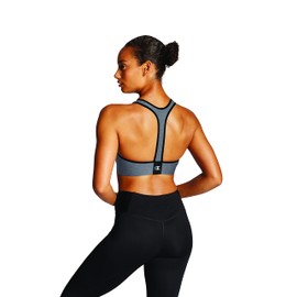 Champion Women's Absolute Sports Bra with SmoothTec Band, Gray Heather/Black, Medium