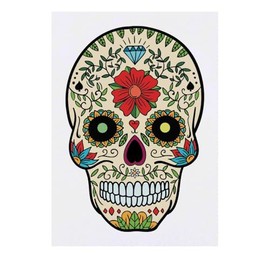 'Coloured Skull' Temporary Tattoo - Water Resistant, Skin-Safe, Non-Toxic Transfer (TO00078717)