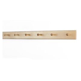 Solid Maple Shaker Peg Rack (Natural, 35" x 3.5" with 6 pegs)