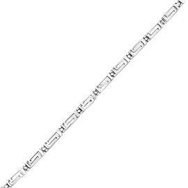 Silverly Sterling Silver Thick Greek Key Chain Bracelet With a Lobster Clasp - 925 Silver Sleek Modern Bracelets for Women - Elegant Classic Chunky Design - Gift for Wife