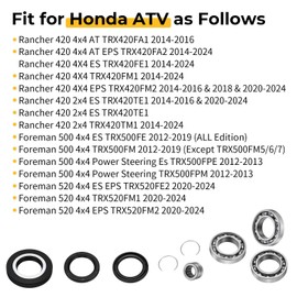 M MATI Rear Differential Bearing Seal Kit for Honda Rancher 420 4x4 2x4 Foreman 500 520 4x4 2012-2024 91053-HR3-W51 91062-HP0-A01 96100-60073-00