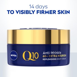 NIVEA Q10 Power 60 + Skin Anti-Wrinkle + Replenishing Night Cream (50 ml), Powerful Anti Ageing Cream, Night-Time Moisturiser for Women with Coenzyme Q10, Night Face Cream
