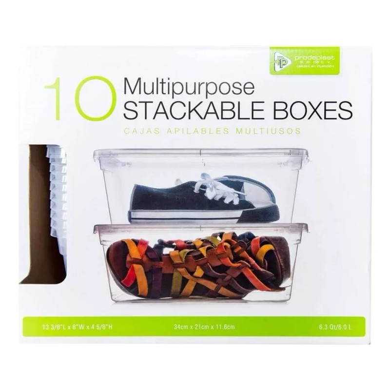 Prodeplast Caja Transparente De Plástico Multiusos 10 Pzs Apilables