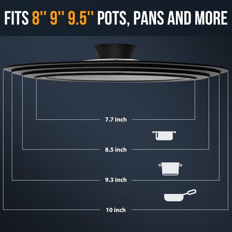 Universal Lid for Pots, Pans and Skillets - Walfos Tempered