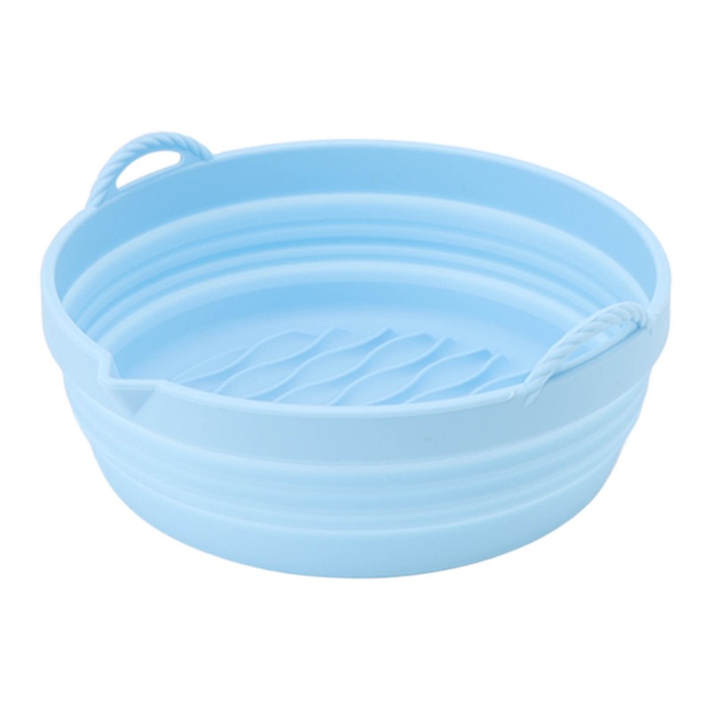 Silicone Air Cooker Pot Round Folded Blue Fryer Liner Tray