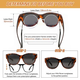 Hifot Polarized Fit Over Glasses Sunglasses Womens Men, Sunglasses Over Glasses With UV Protection, Trendy Round Sunglasses to Fit Over Glasses, Fit Over Sunglasses for Women Men