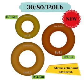 ActiveGoodsCo Hand & Forearm Exerciser - Single ring or Set, Resistance 10-120Lb, Diameter 2.5-3,5in. Visit to see more options (May Vary, Single Ring 20Lb Diameter 2.5in) (May Vary, #2 Set 30,80,120Lb)