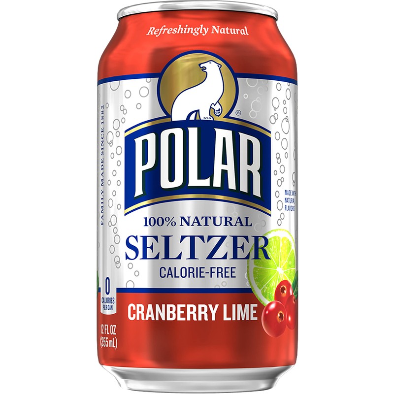 Polar Seltzer Water Cranberry Lime, 12 fl oz cans, 12