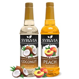 Syruvia Coconut and Peach Syrup Fruit Favorites Variety Pack - 25.4 oz - Perfect for Cocktails, Desserts, Italian Sodas, Ice and More, Kosher and Gluten-Free.