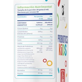 B Life Probióticos para Niños con 9 cepas | 60 Tomas Sabor Cereza | Adicionado con Inulina y Bromelina. 35 Billones de Probióticos | Kids Probiotics.